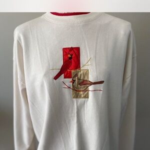 Cardinal Embroidered White Sweatshirt